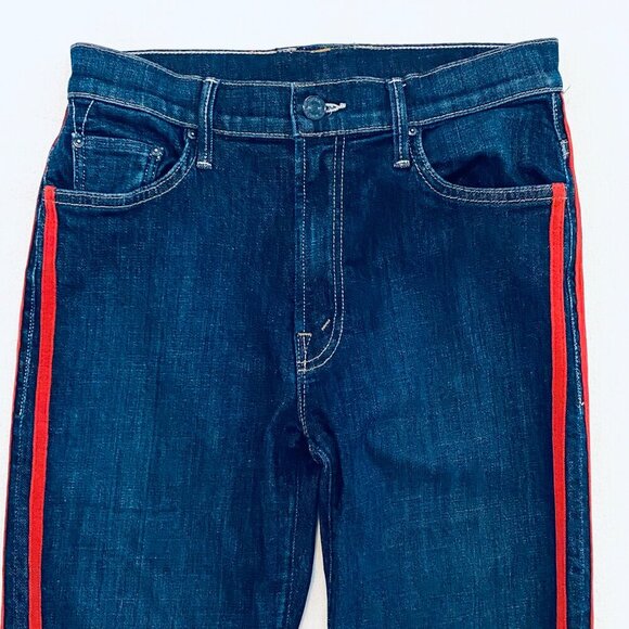 Mother jean Women's 28 blue Insider Speed Racer crop step fray high rise luxury - Picture 3 of 16